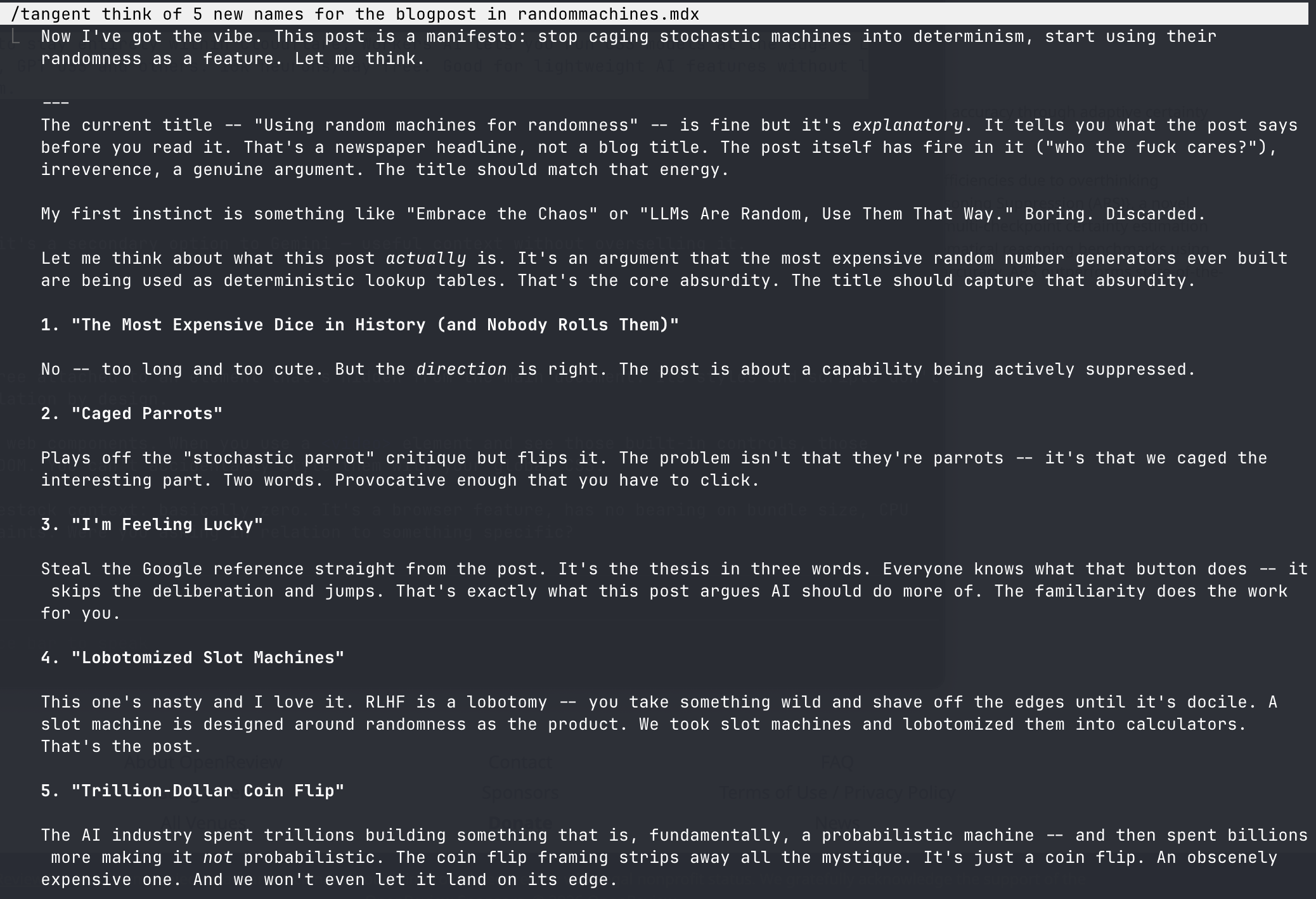 Claude meh at naming with tangent
